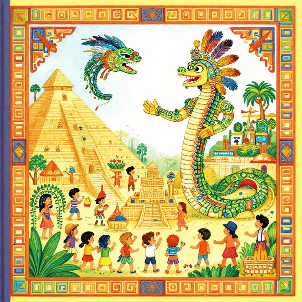 The city of Tula at its height: multicolored corn filling the fields, birds of paradise in every courtyard, and Quetzalcoatl walking among his people beneath a brilliant sky
